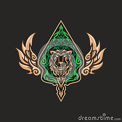 gunungan wayang with lion and wings icon vector concept design Vector Illustration
