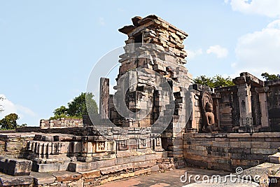 Gupta Temple and Monastery 45 at ancient Buddhist monument . World Heritage Site, Sanchi, Madhya Pradesh Stock Photo