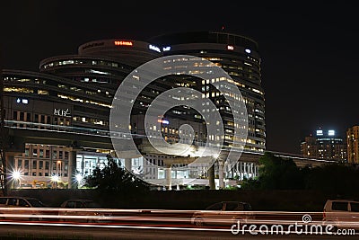 Gurgaon, India: Aug 15th, 2015:Famous DLF Office Complex in Gurgaon during night hours Editorial Stock Photo