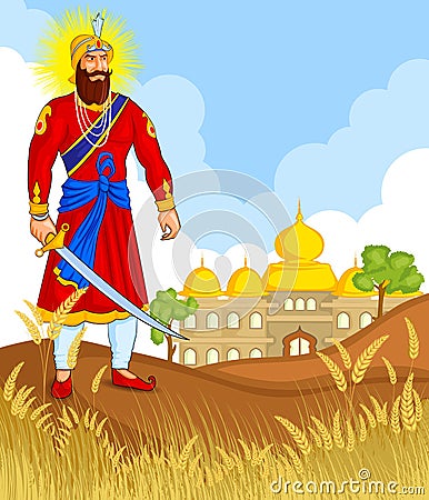 Guru Gobind Singh Jayanti Vector Illustration