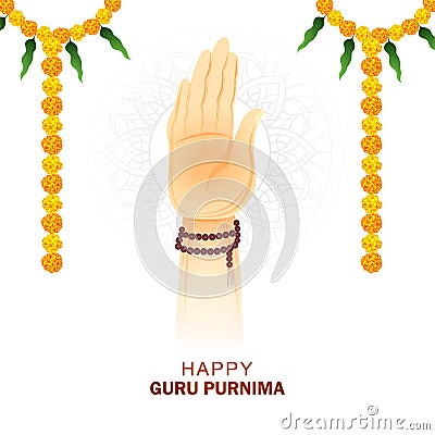 Guru purnima celebration on guru hand blesses background Vector Illustration