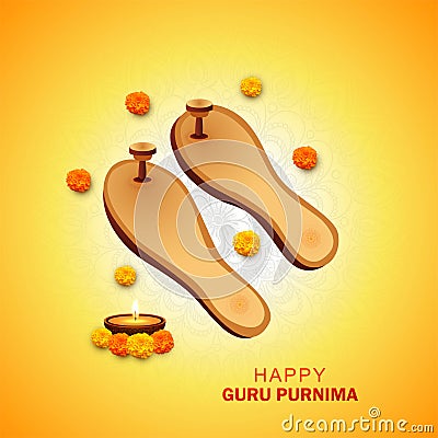 Guru purnima celebration on guru paduka greeting card background Stock Photo