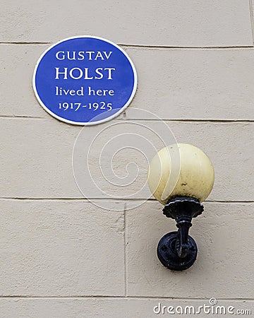 Gustav Holst Plaque in Thaxted, Essex, UK Editorial Stock Photo