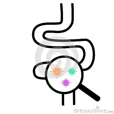 Gut bacteria icon on white background. bacterial microorganism in microscope circle. probiotics under magnify sign. flat style Stock Photo