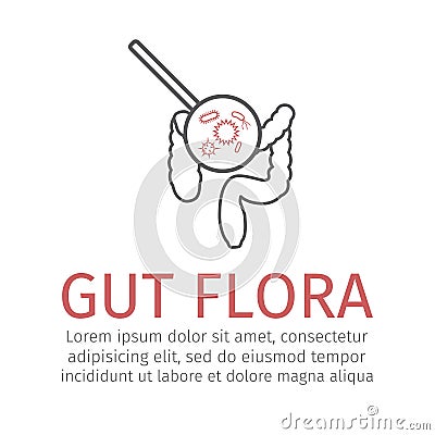 Gut flora line icon Vector Illustration