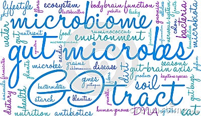 Gut Microbes Word Cloud Vector Illustration