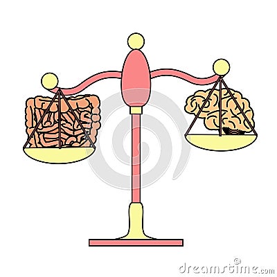 Gut versus brain concept Vector Illustration