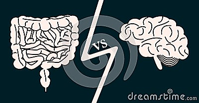 Gut versus brain concept Vector Illustration