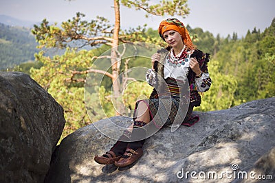 Gutsulka in the Carpathian forest Editorial Stock Photo