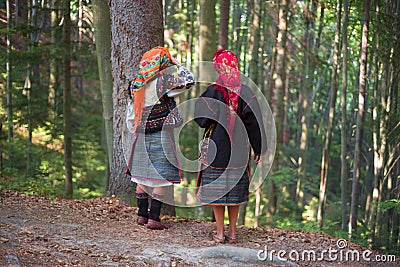 Gutsulka in the Carpathian forest Editorial Stock Photo