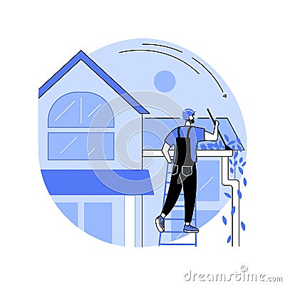 Gutter cleaning abstract concept vector illustration. Vector Illustration