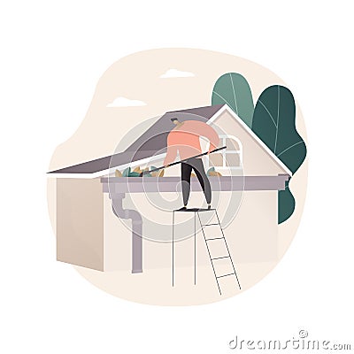 Gutter cleaning abstract concept vector illustration. Vector Illustration