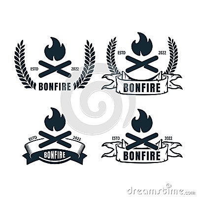 bonfire logo set. Vector illustration of night fire. Stock Photo