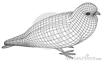 Pigeon polygonal lines illustration. Vector Illustration