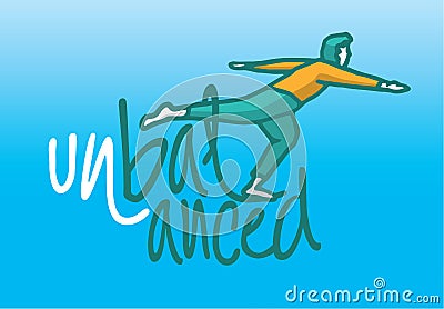 Guy balancing on unbalanced word Vector Illustration