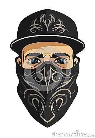 A guy in a bandana with a pattern. Vector Illustration