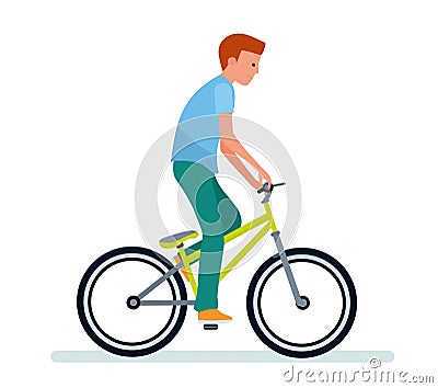 The guy on the bike. White background. Vector Illustration