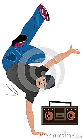 Guy dancing to breakdance music Vector Illustration