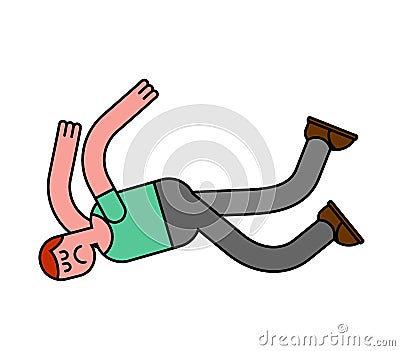 Guy fall isolated. Man falling. Pain and discontent Vector Illustration