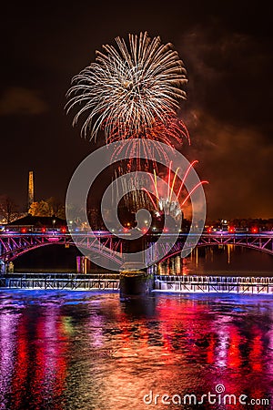 Guy Fawkes night Firework display at Glasgow Green Stock Photo