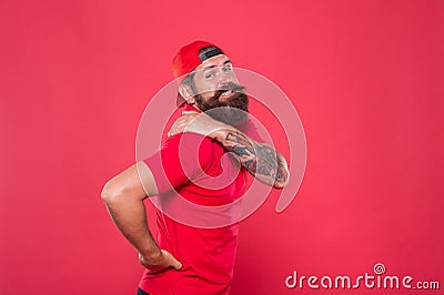 Guy feel pain in back. Healthcare and injuries concept. Sedentary lifestyle. Exercises for back. My back hurts. Man Stock Photo