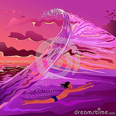 The guy floating in the wave Stock Photo