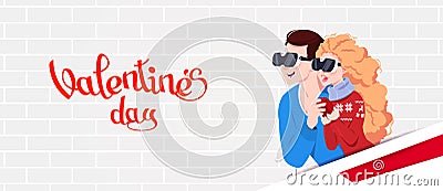 Guy and a girl in virtual reality glasses Vector Illustration