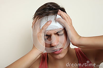 A guy with a head injury Stock Photo