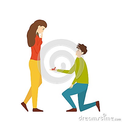 Guy Makes a Marriage Proposal to the Girl Vector Illustration
