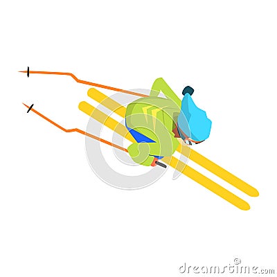 Guy On Mountain Skies, Part Of Teenagers Practicing Extreme Sports For Recreation Set Of Cartoon Characters Vector Illustration