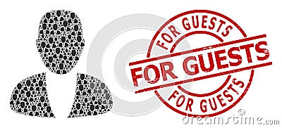 Guy Person Icon Recursion Composition and Textured For Guests Badge Vector Illustration