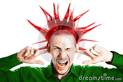 The guy plugged ears Stock Photo