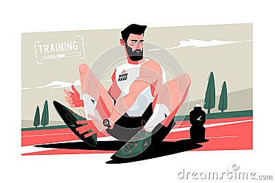 Guy preparing for sport training, workout time Vector Illustration