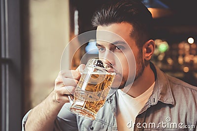 Guy at the pub Stock Photo