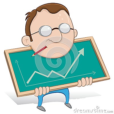 Guy showing statistics Vector Illustration