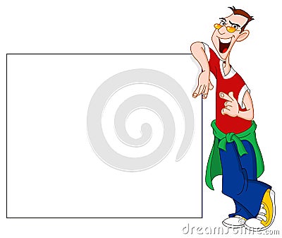 Guy with sign Vector Illustration