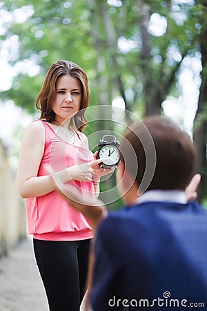 Guy was late for a date Stock Photo