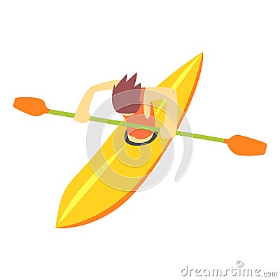 Guy On White Water Kayak, Part Of Teenagers Practicing Extreme Sports For Recreation Set Of Cartoon Characters Vector Illustration