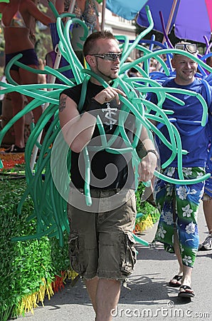 Guys with Balloons at Indy Pride Parade Editorial Stock Photo