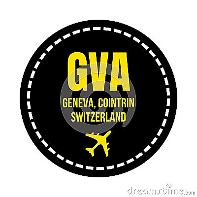 GVA Geneva airport symbol icon Cartoon Illustration