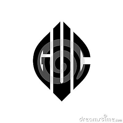 GVC circle letter logo design with circle and ellipse shape. GVC ellipse letters with typographic style. The three initials form a Vector Illustration