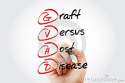 GVHD - Graft-versus-host disease acronym with marker, concept background Stock Photo