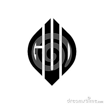 GVO circle letter logo design with circle and ellipse shape. GVO ellipse letters with typographic style. The three initials form a Vector Illustration