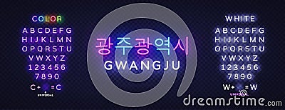 Gwangju City neon sign vector. City in South Korea. Translate Gwangju. Design template, light banner, night signboard Vector Illustration