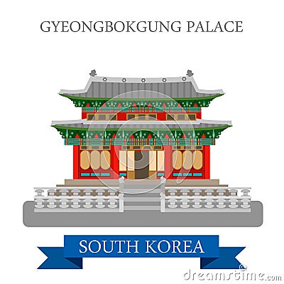 Gyeongbokgung Palace Seoul South Korea landmarks flat attraction Vector Illustration