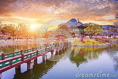 Gyeongbokgung palace in spring, South Korea. Stock Photo