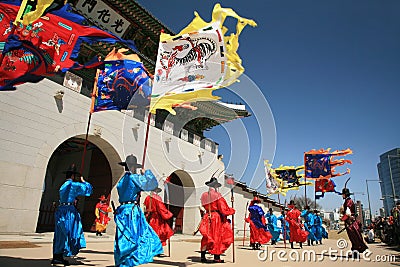 Gyeongbokgung Royal guards show Editorial Stock Photo