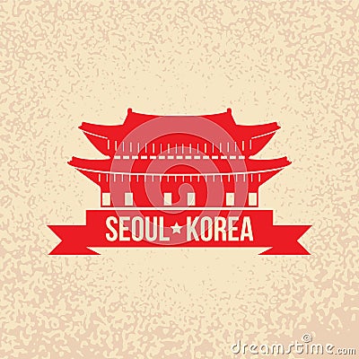 Gyeongbokgung - the symbol of Seoul, Korea. Vector Illustration