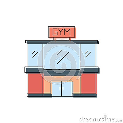 Gym building vector icon architecture symbol isolated on white background Vector Illustration