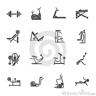 Gym equipment icons Vector Illustration